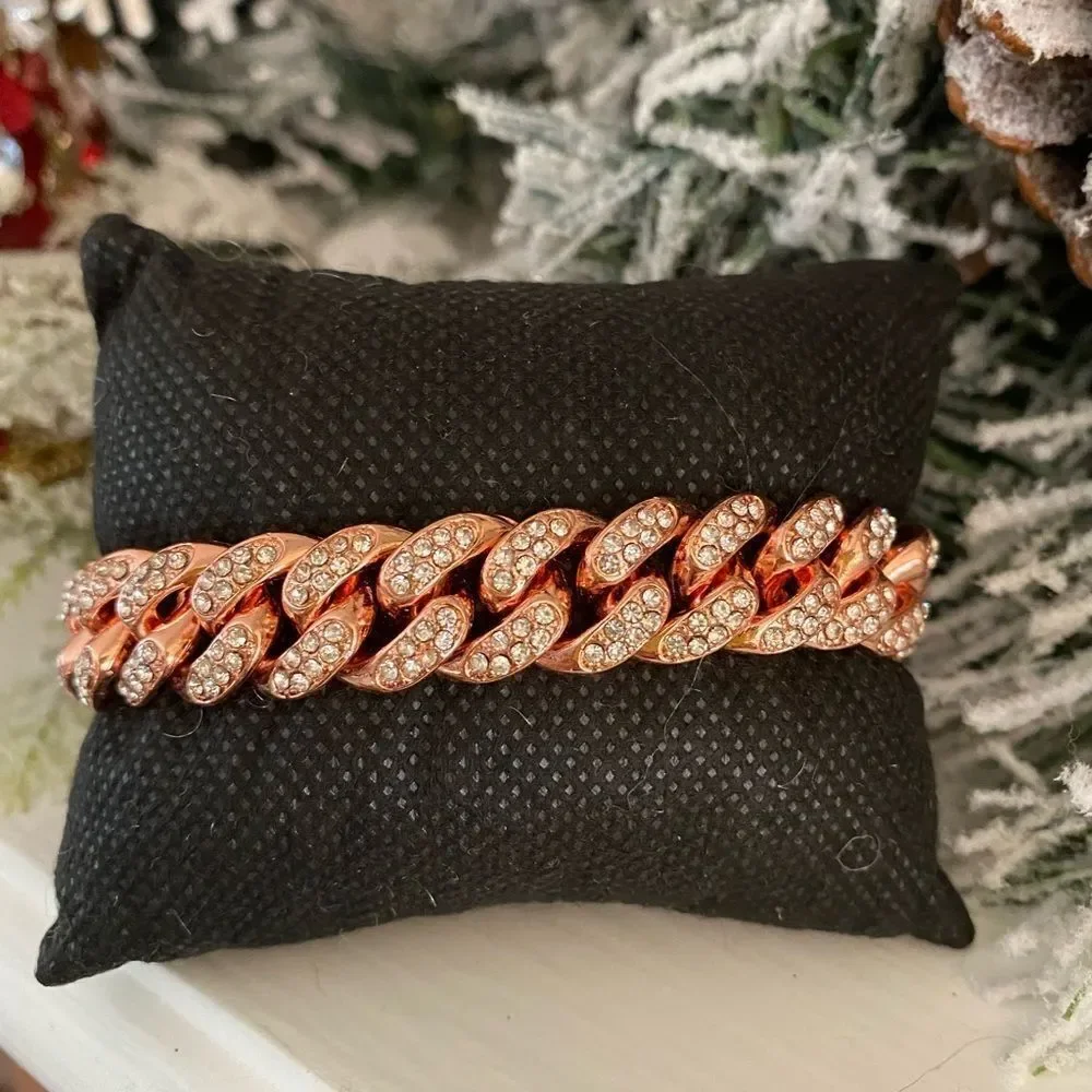 Men’s Cuban link Rose Gold Diamond Bracelet